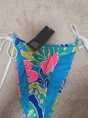 Wild Fable Tropical Floral Tie-Side Bikini Bottom - Blue, Pink & Green